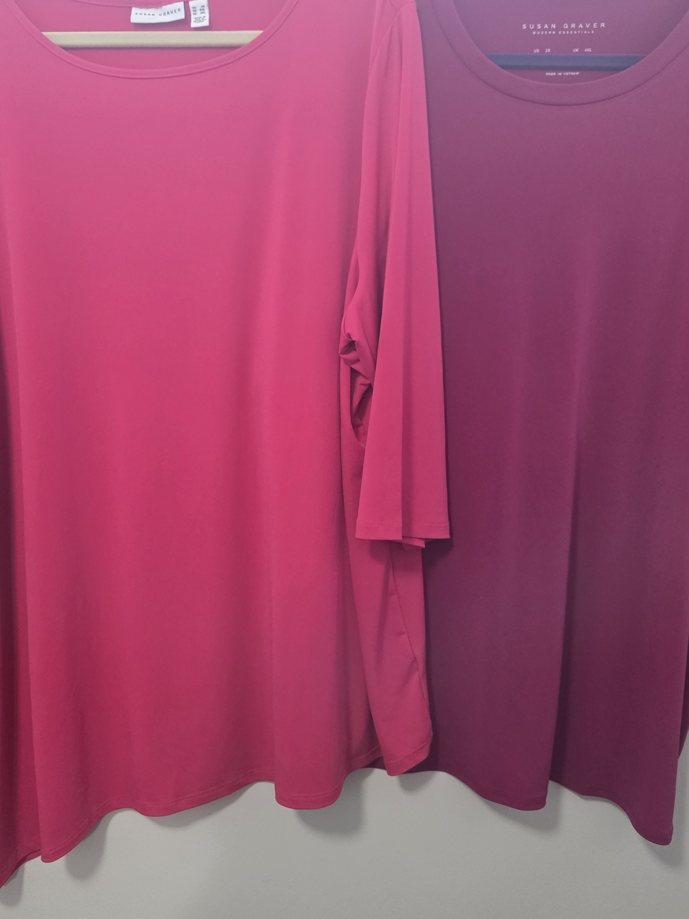 Susan Graver, Bright Pink & Berry Crewneck Duo